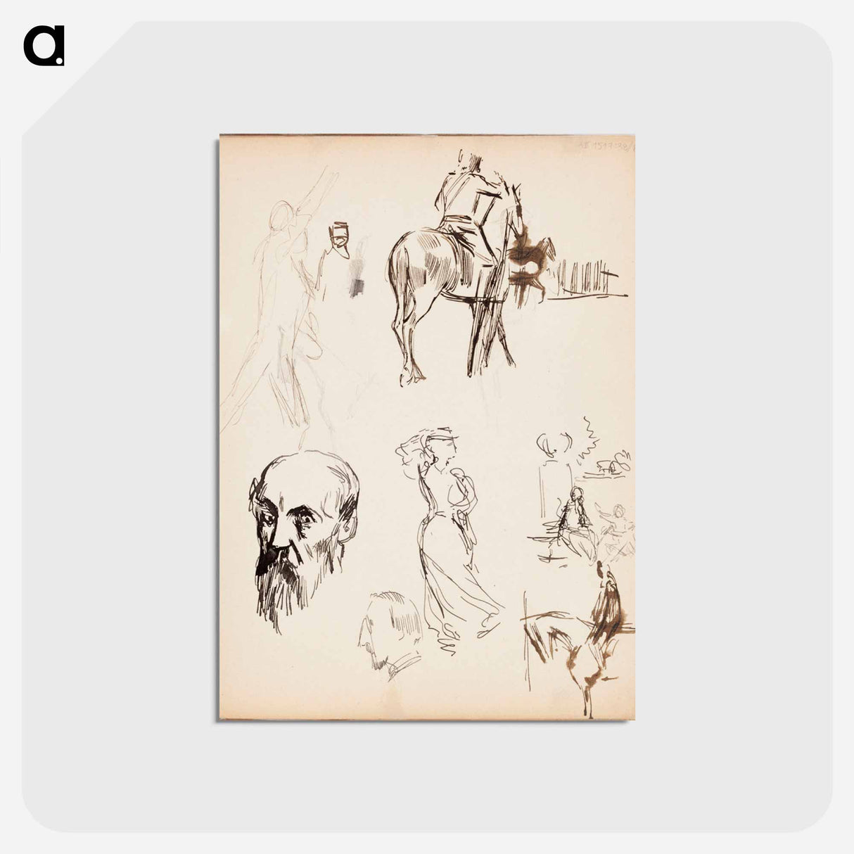 Carl Snoilsky, svenska bilder -kirjan kuvitus, luonnoksia - アルバート エーデルフェルト Postcard.