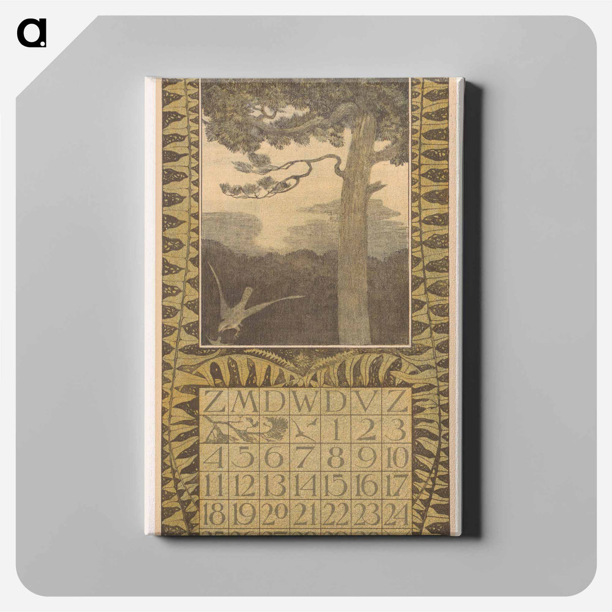 Calendar September met boom en valk - Theo van Hoytema Canvas.
