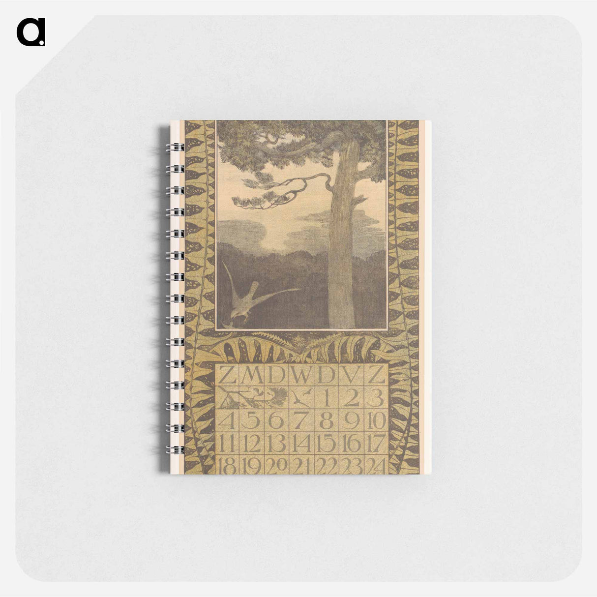 Kalenderblad september met boom en valk - テオ ヴァン ホイテマ Memo.