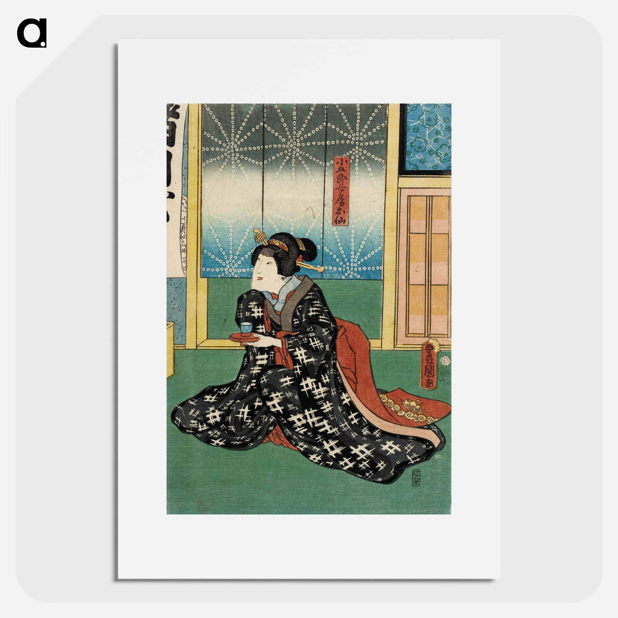 アートポスター-Actor in a Role of Kogorō's Wife, Osen in the Play Na ni Takashi Mariuta Jitsuroku
- 歌川 国貞 Poster.