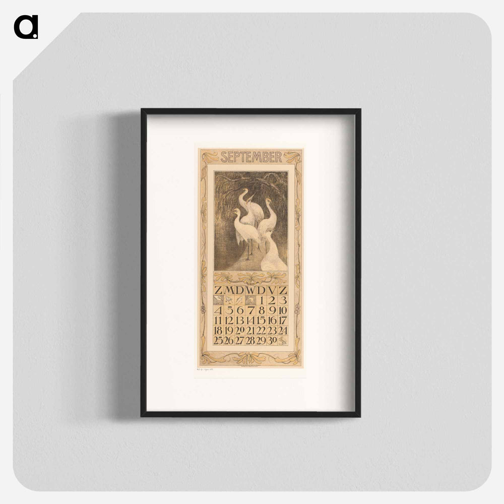 Calendar September with Kraanvogels - Theo Van Hoytema Poster.