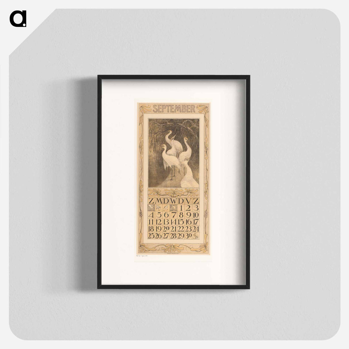 Calendar September with Kraanvogels - Theo Van Hoytema Poster.