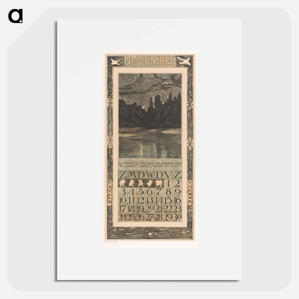 Calendar November with Trekvogels - Theo Van Hoytema Poster.