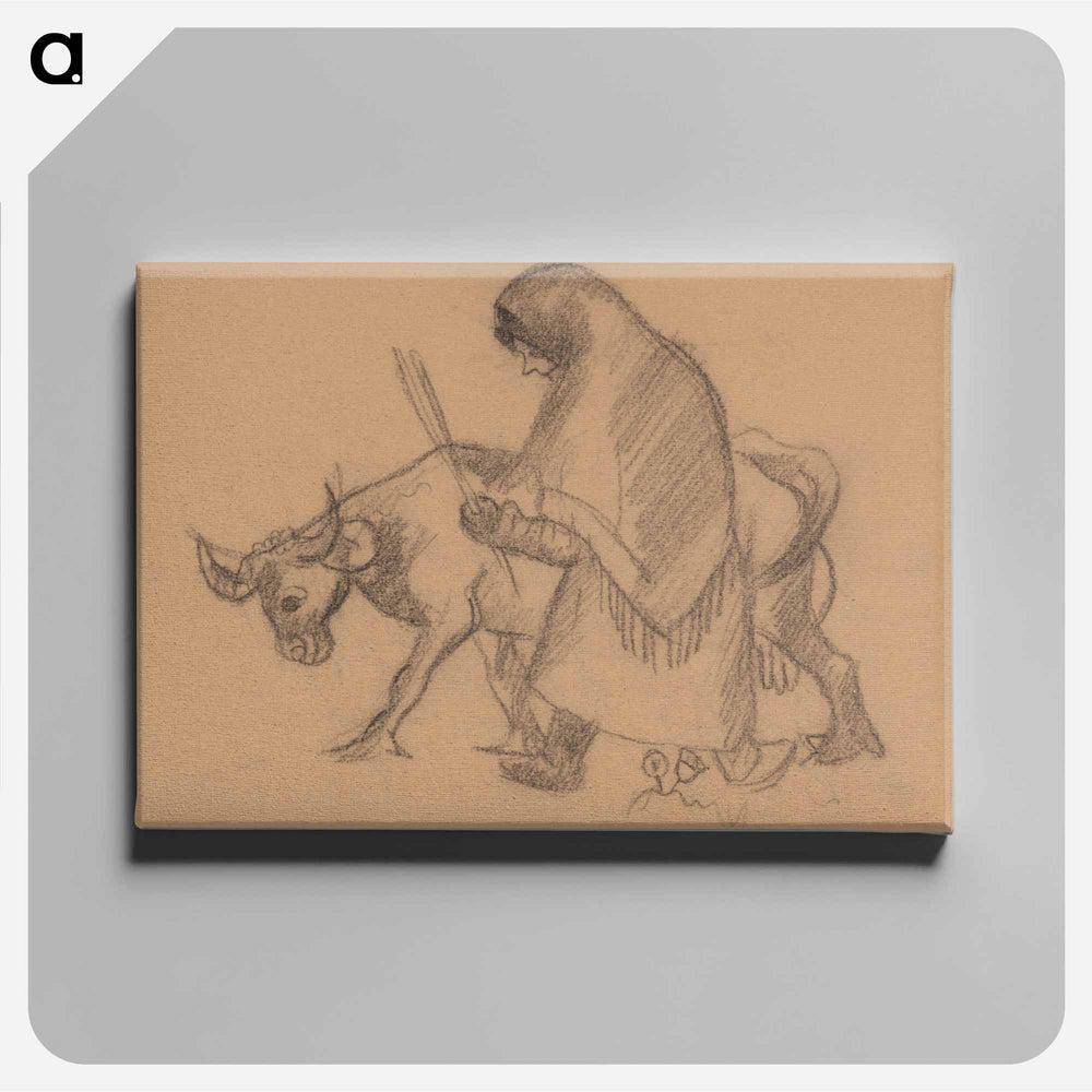 A woman with a cow - アーノルド ピーター ワイズ クビンチャン Canvas.