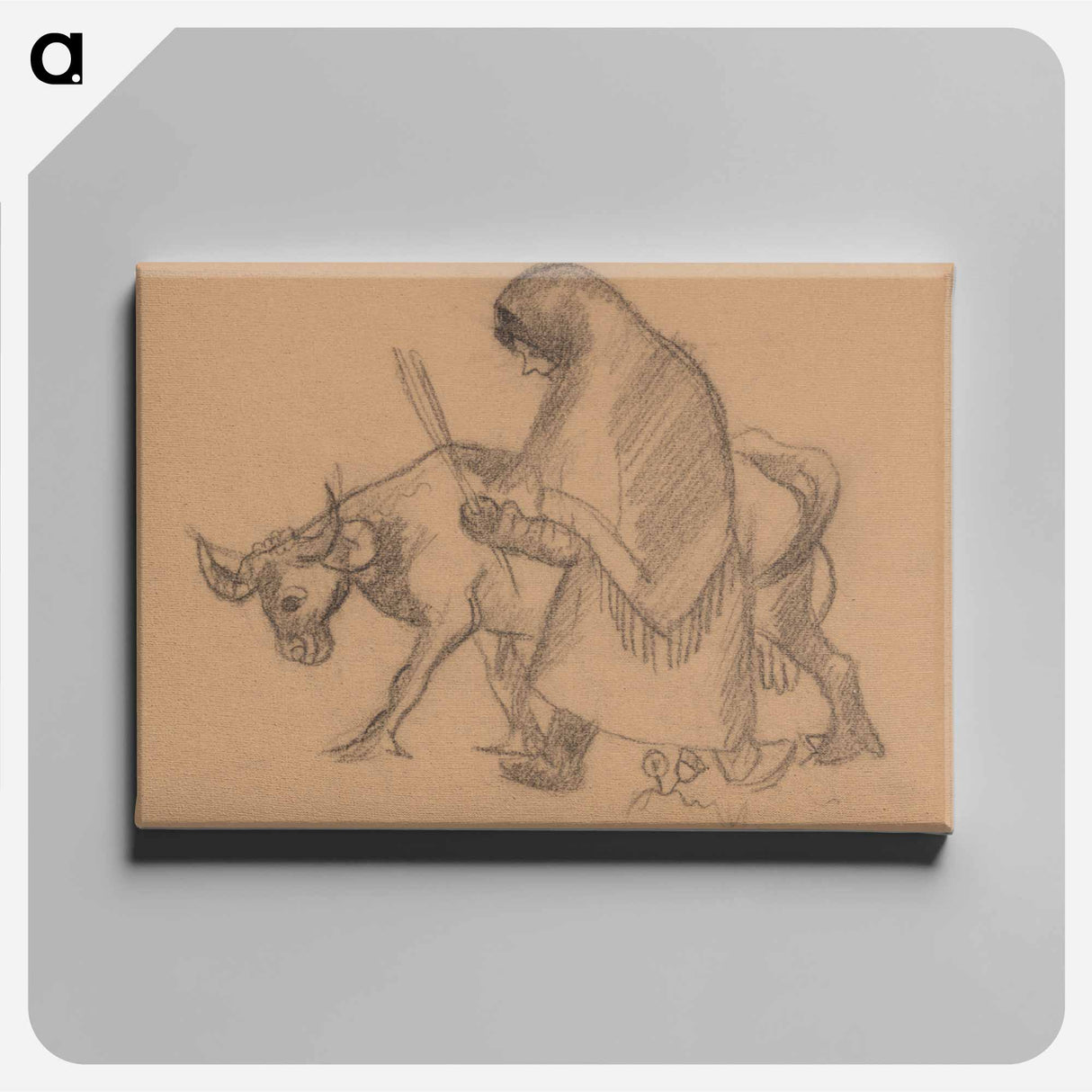 アートパネル-A woman with a cow - アーノルド ピーター ワイズ クビンチャン Canvas.