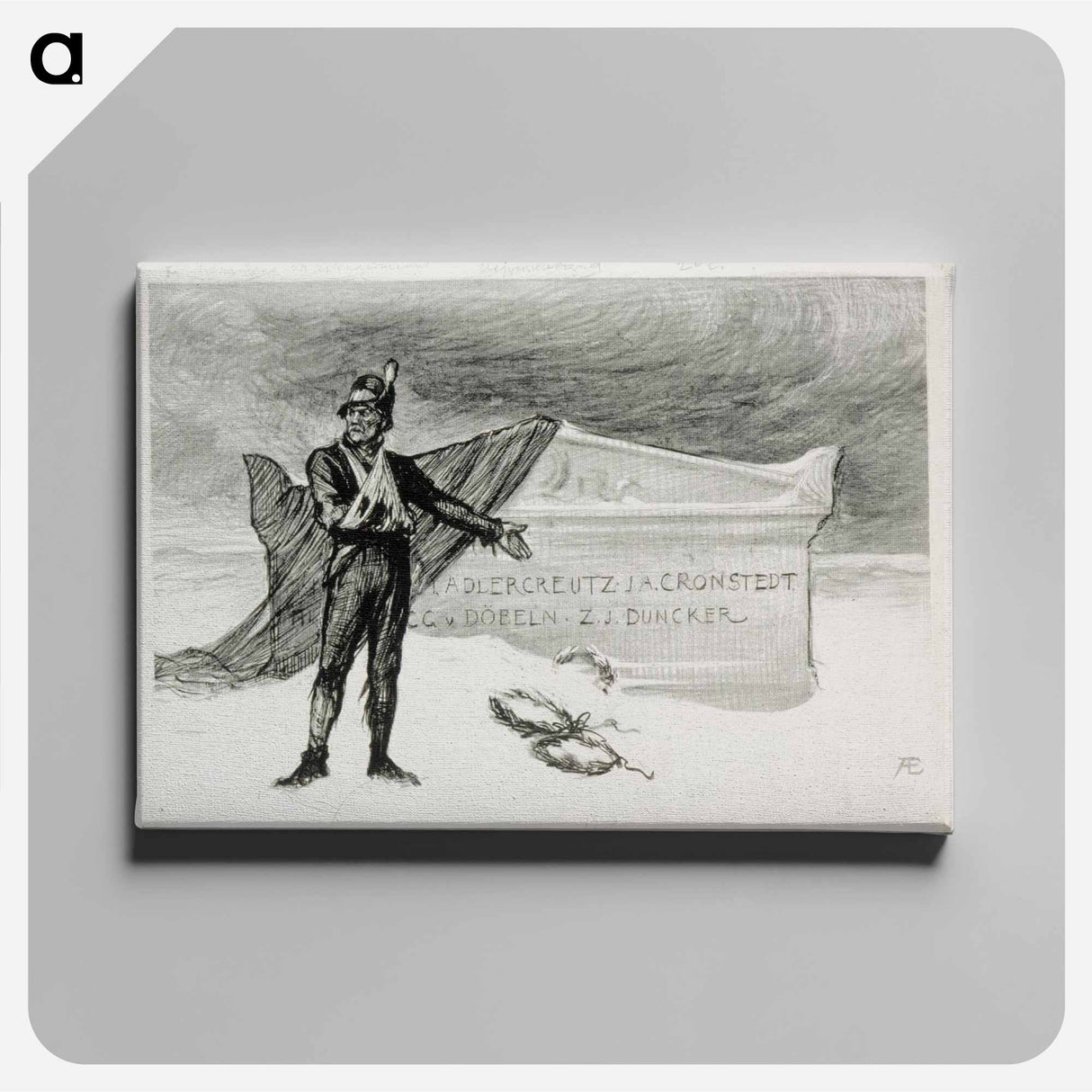 Vänrikin markkinamuisto -runon alkuvinjetti - アルバート エーデルフェルト Canvas.