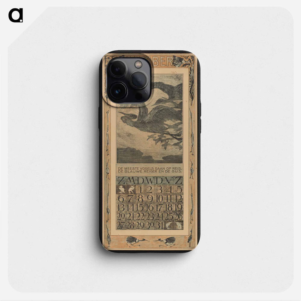 Calendar for October 1907 with reigers on the move - Theo van Hoytema Phone Case.