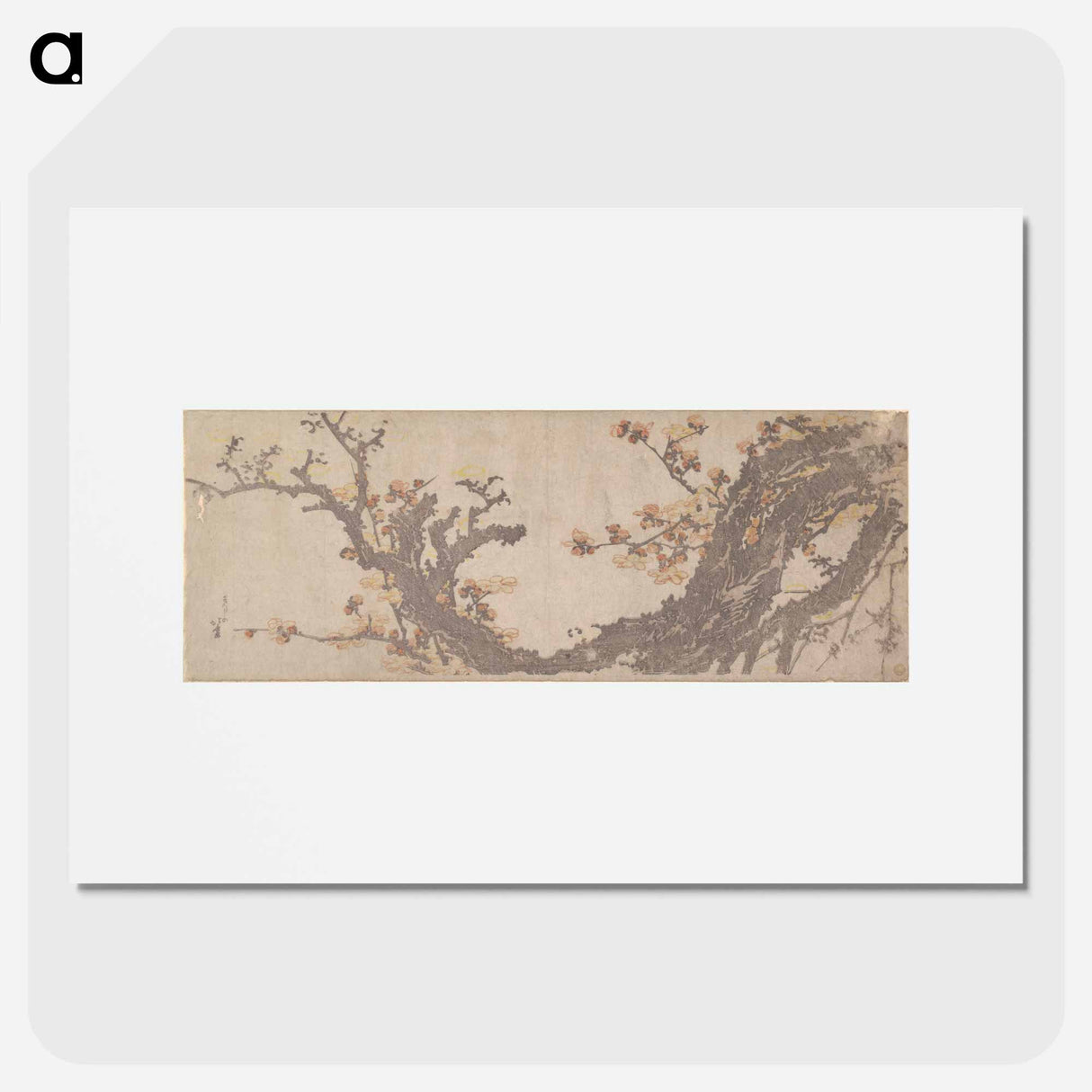 アートポスター-Hokusai's Ancient Plum Tree in Bloom - 葛飾 北斎 Poster.