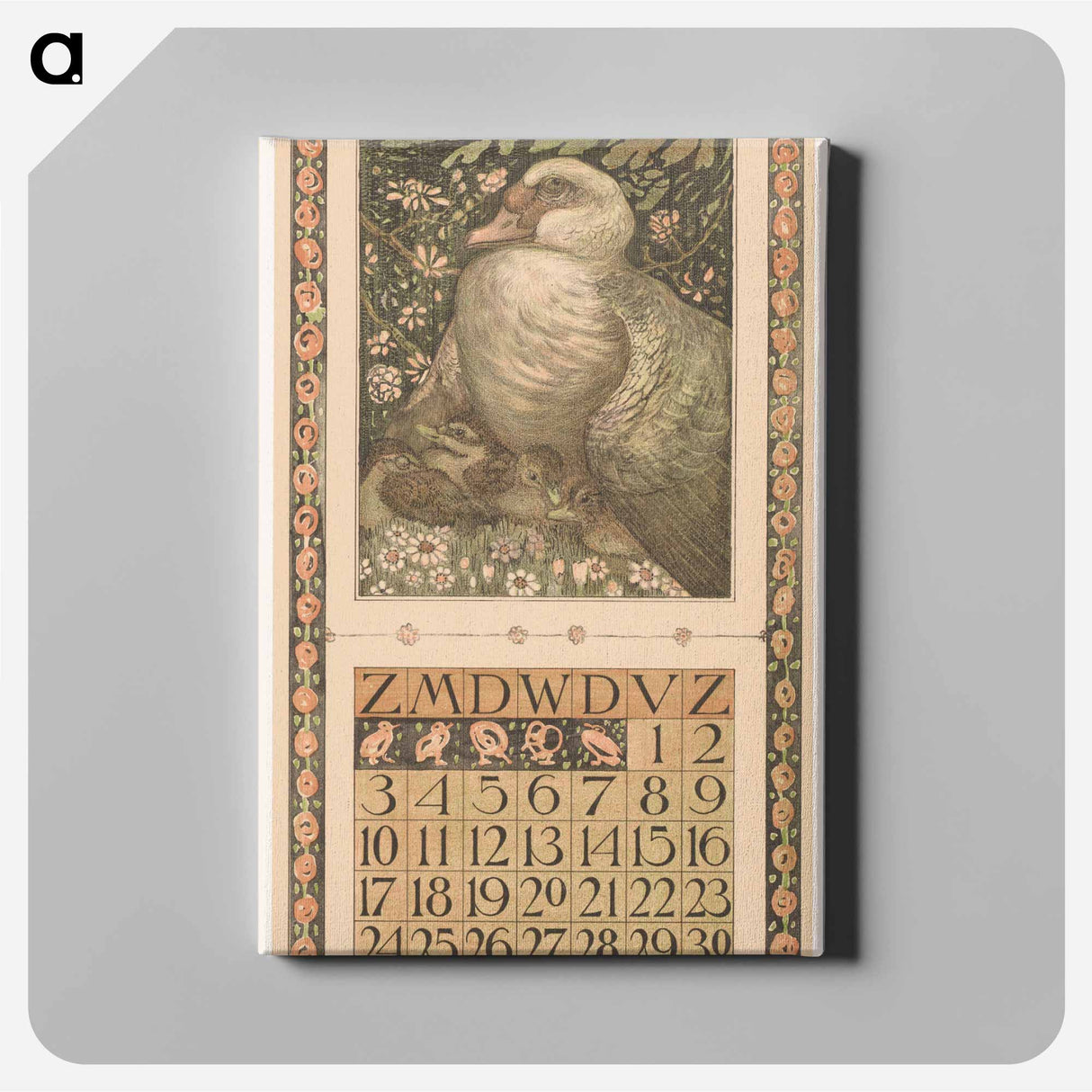 Kalenderblad juni met eend met jongen - テオ ヴァン ホイテマ Canvas.