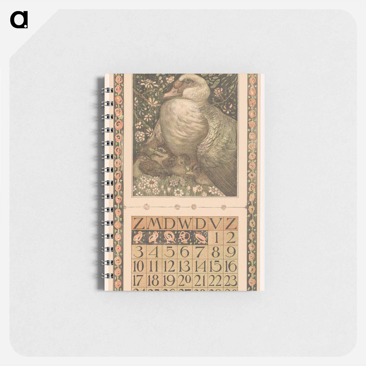 Kalenderblad juni met eend met jongen - テオ ヴァン ホイテマ Memo.