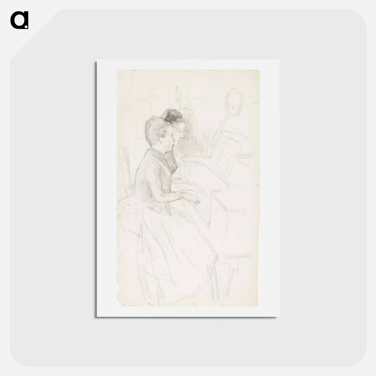 Kaksi tyttöä pianon ääressä - アルバート エーデルフェルト Postcard.