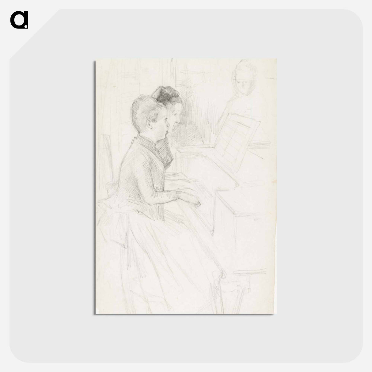 Kaksi tyttöä pianon ääressä - アルバート エーデルフェルト Postcard.