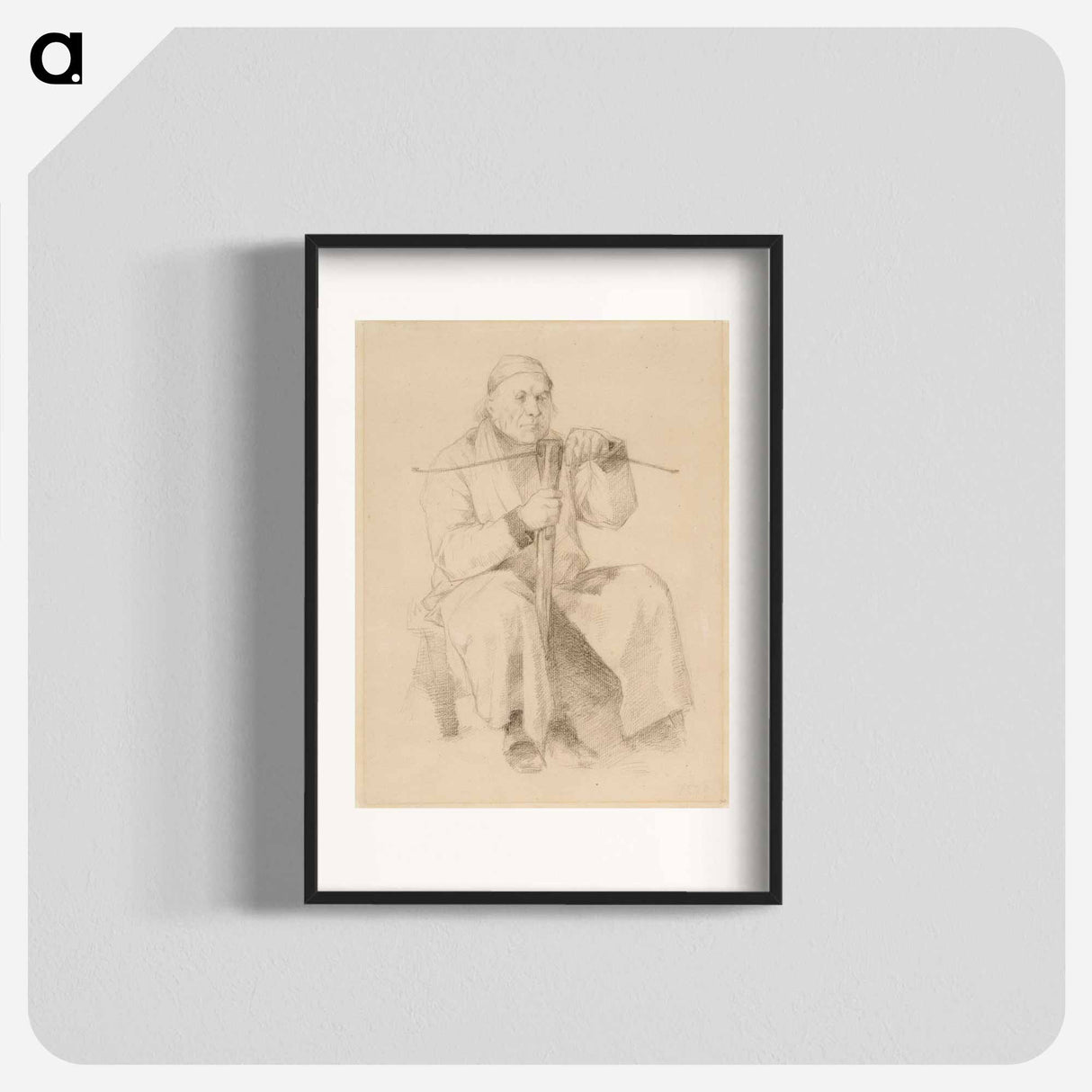 Istuva vanhus, käsissään varsijousi - アルバート エーデルフェルト Poster.