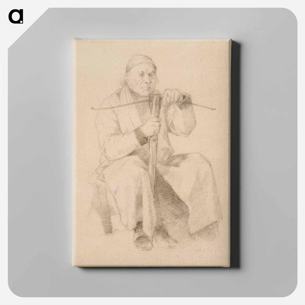 Istuva vanhus, käsissään varsijousi - アルバート エーデルフェルト Canvas.