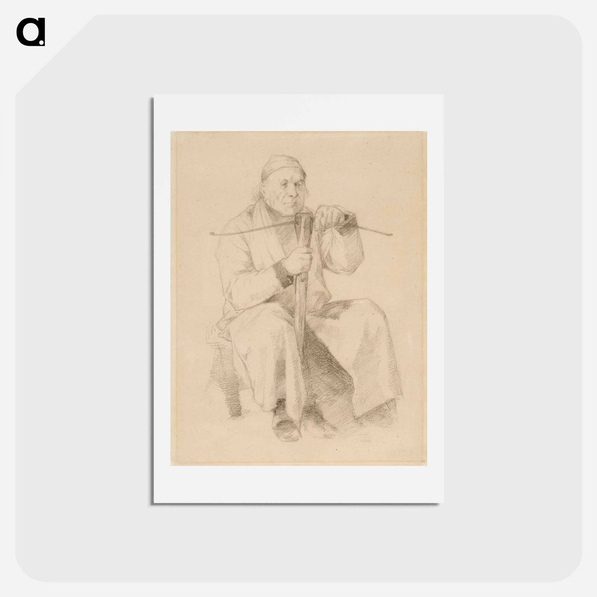 Istuva vanhus, käsissään varsijousi - アルバート エーデルフェルト Postcard.