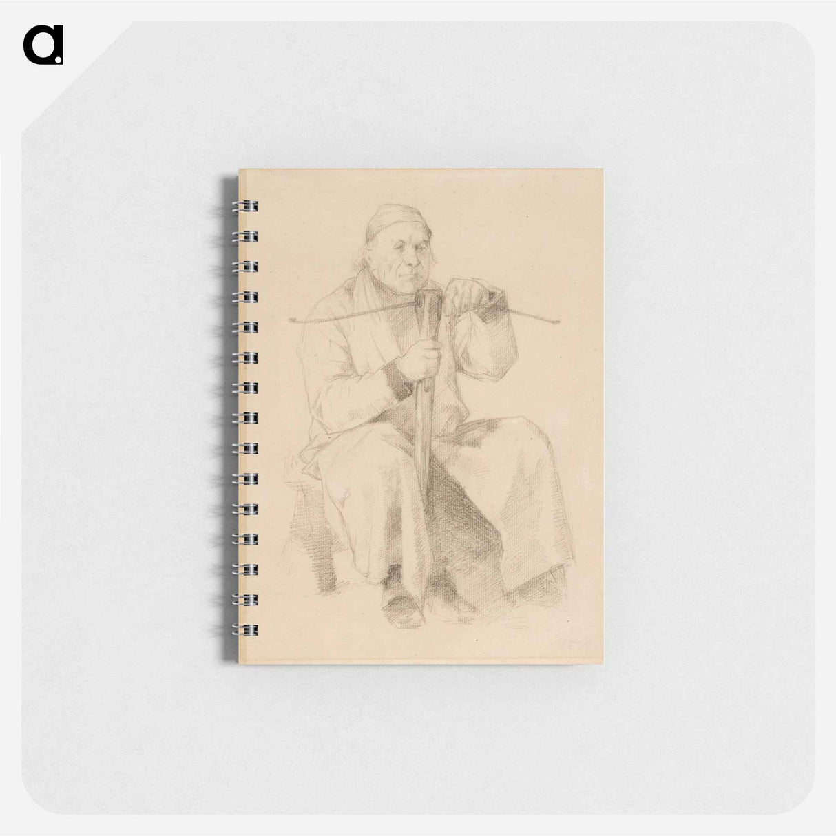 Istuva vanhus, käsissään varsijousi - アルバート エーデルフェルト Memo.