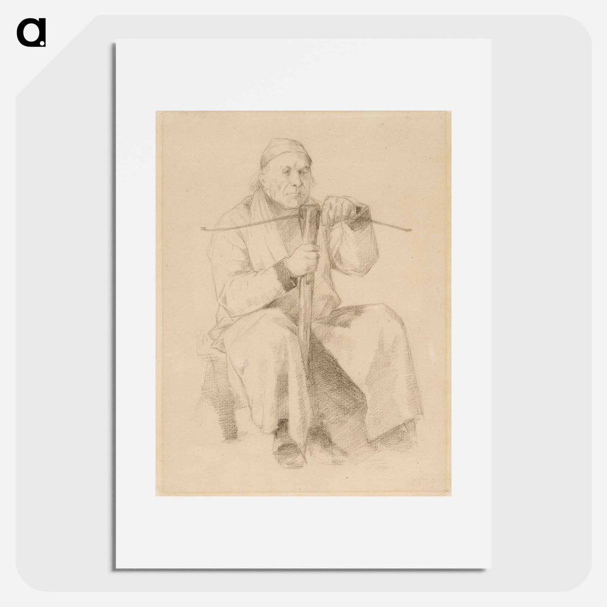 Istuva vanhus, käsissään varsijousi - アルバート エーデルフェルト Poster.