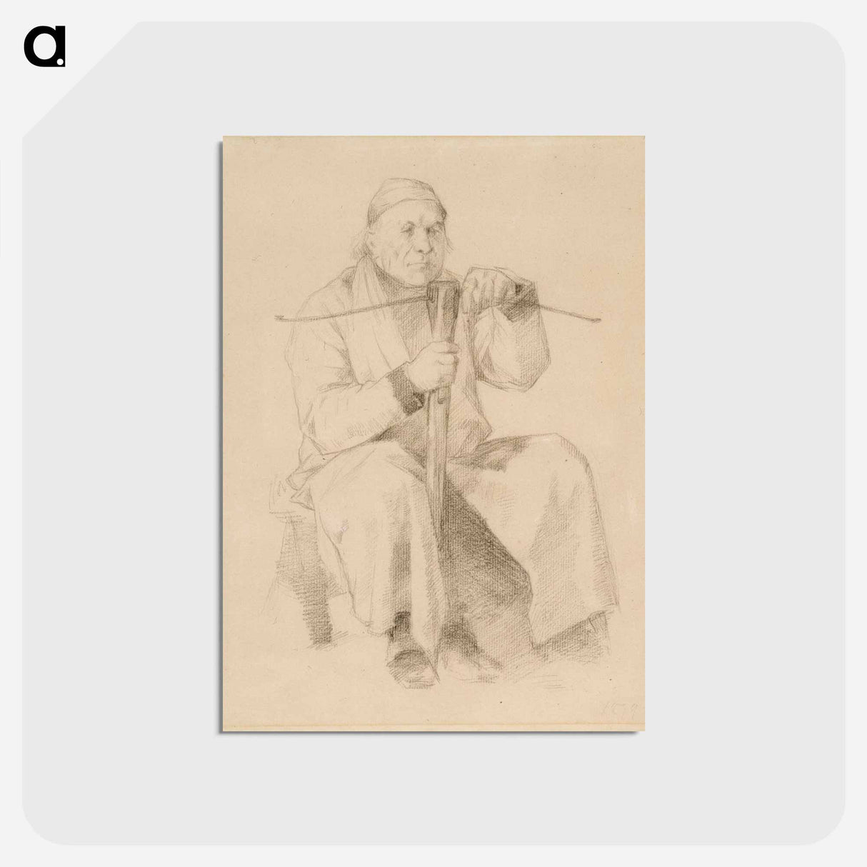 Istuva vanhus, käsissään varsijousi - アルバート エーデルフェルト Postcard.