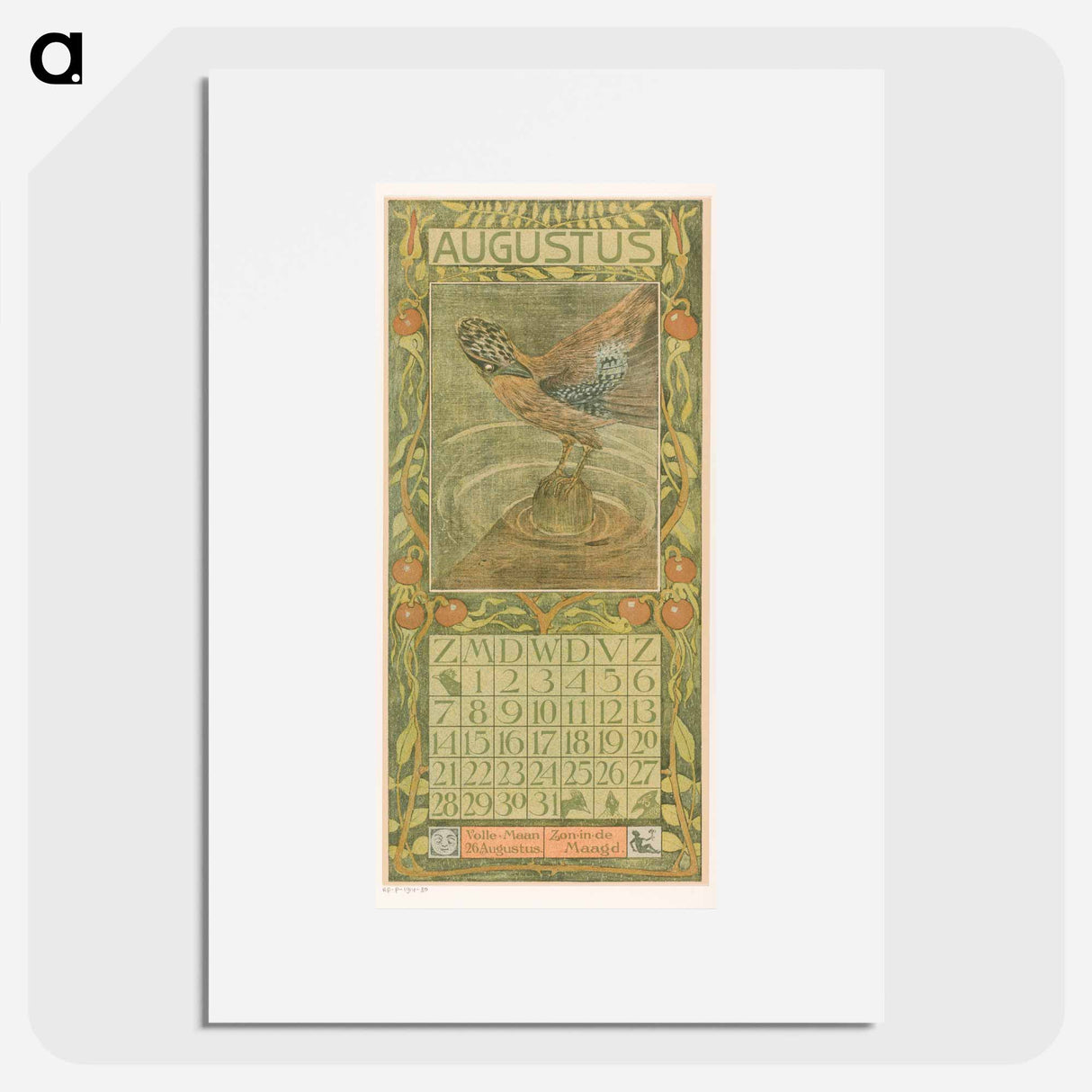 August Calendar with the Vlaamse - Theo van Hoytema Poster.