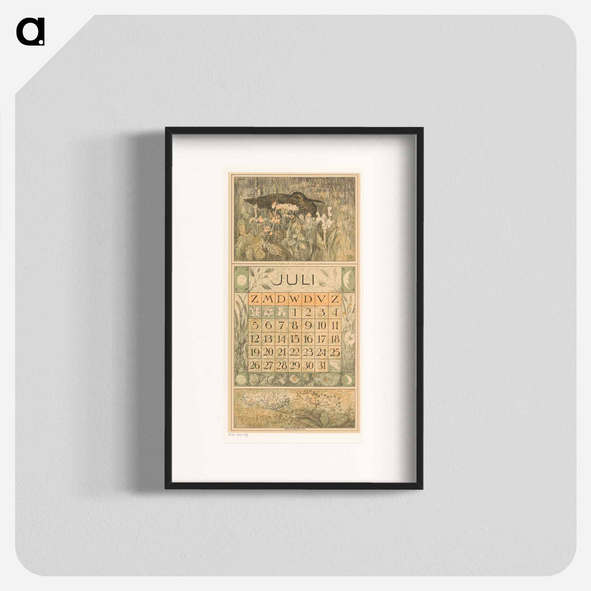 Calendar July with tureluur - Theo van Hoytema Poster.