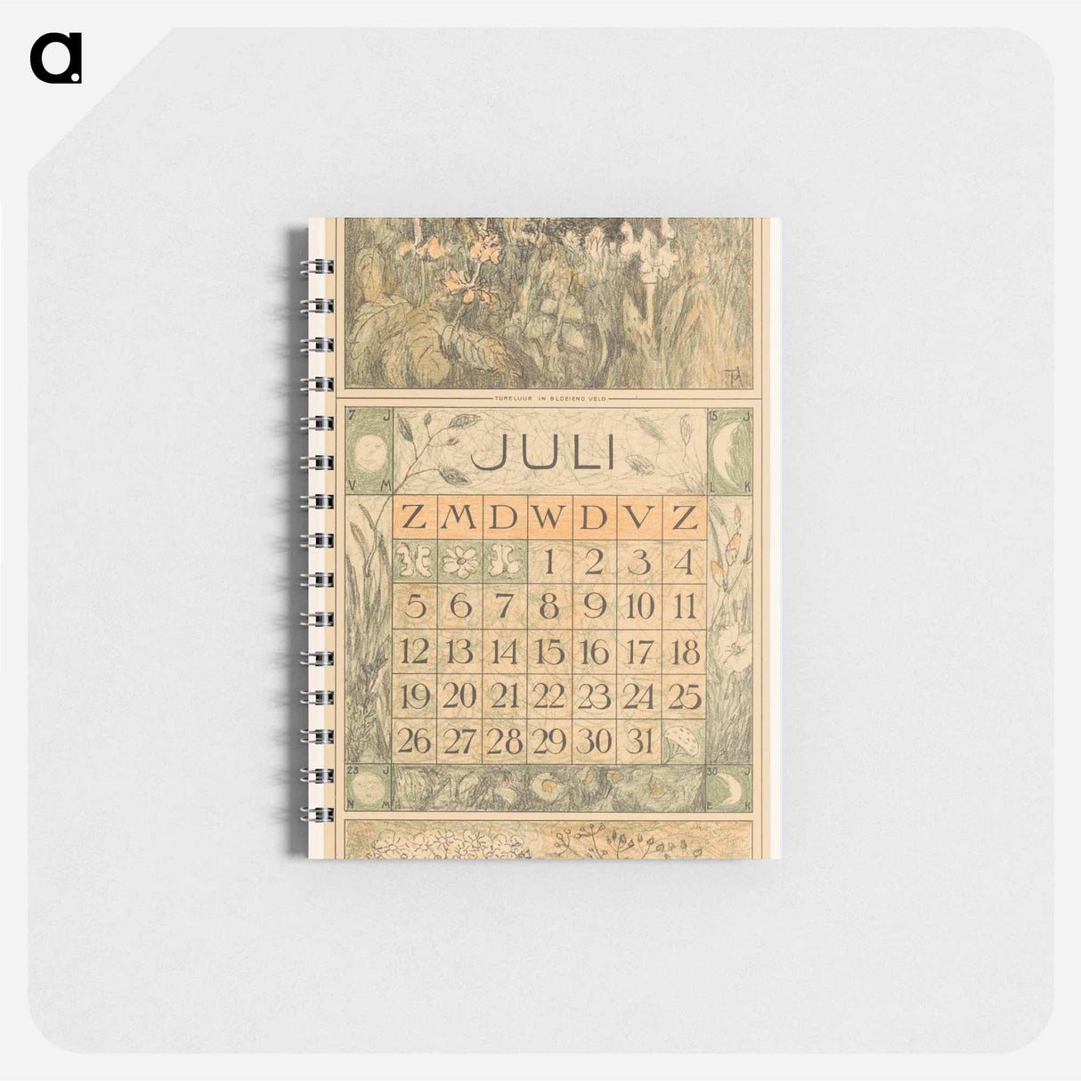 Kalenderblad juli met tureluur - テオ ヴァン ホイテマ Memo.