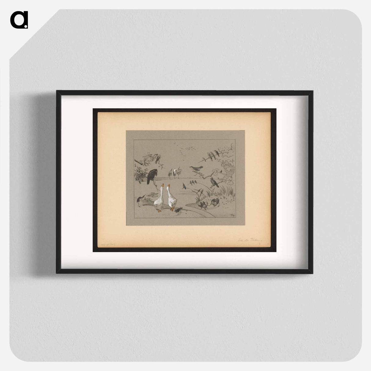 Verschillende vogelsoorten round in a view - Theo van Hoytema Poster.