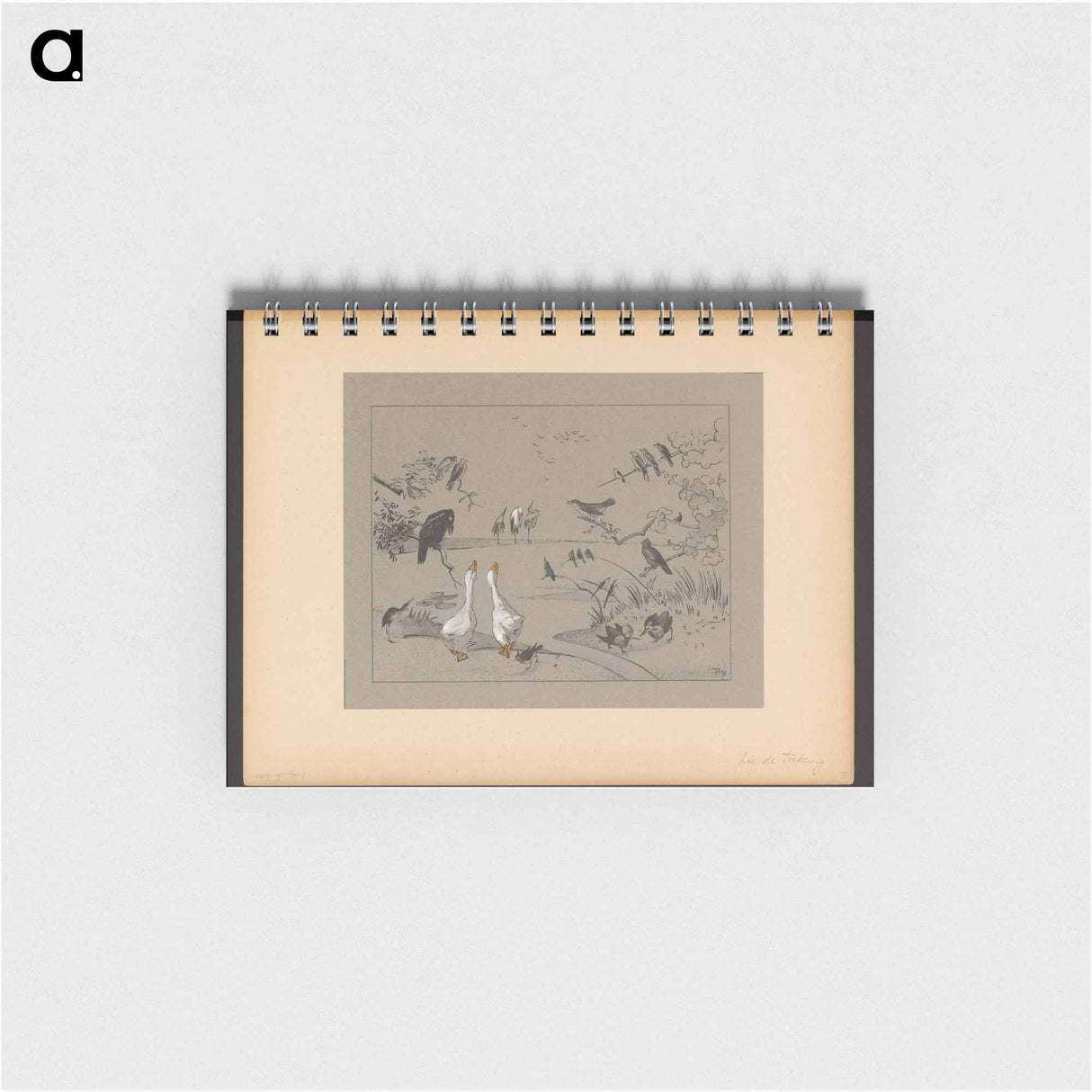 Verschillende vogelsoorten rond een vijver - テオ ヴァン ホイテマ Memo.