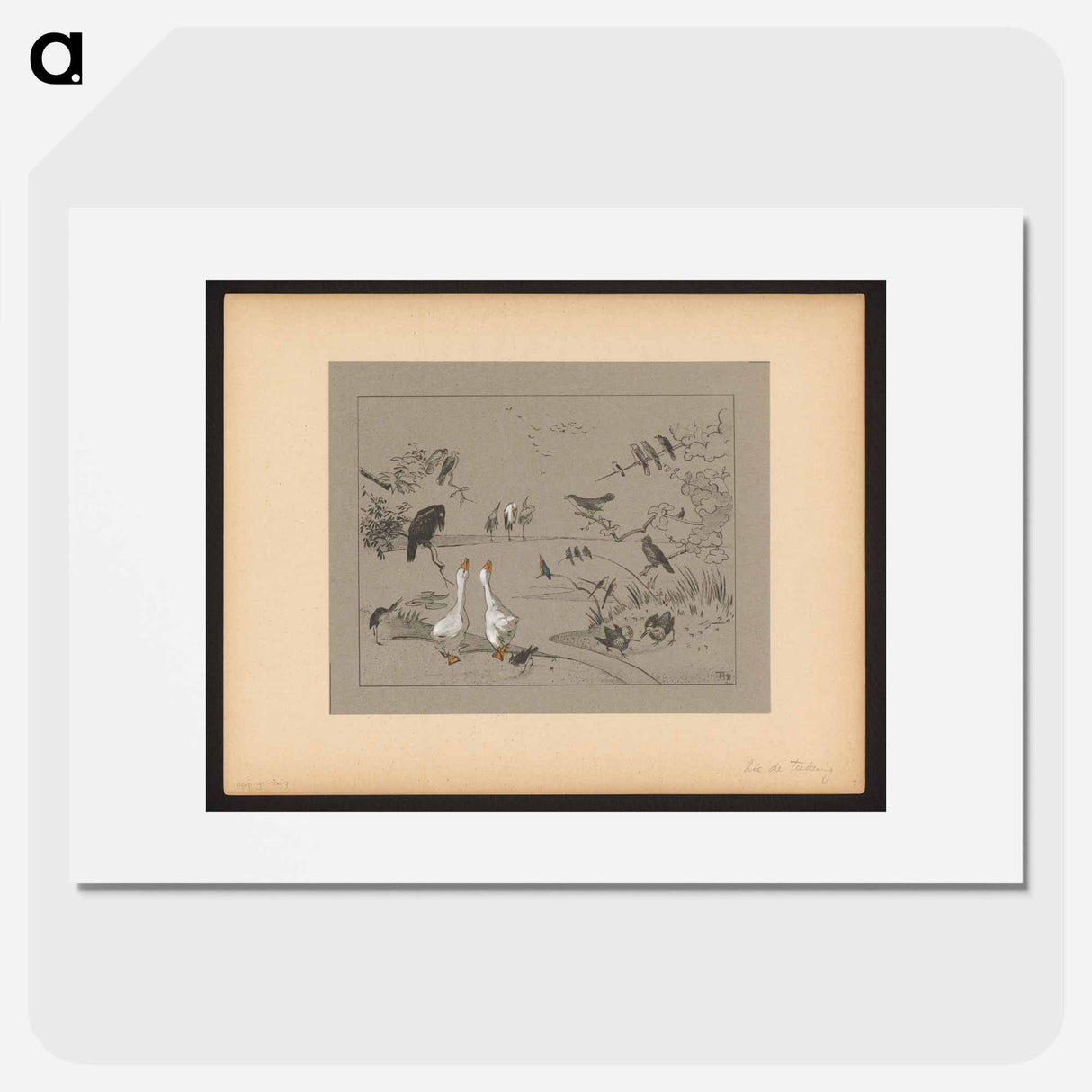 Verschillende vogelsoorten round in a view - Theo van Hoytema Poster.