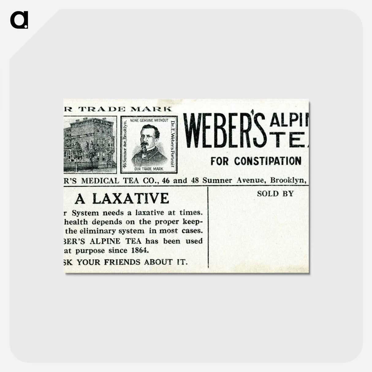 アートポストカード-Alpine Tea for constipation
- 国立医学図書館 Postcard.