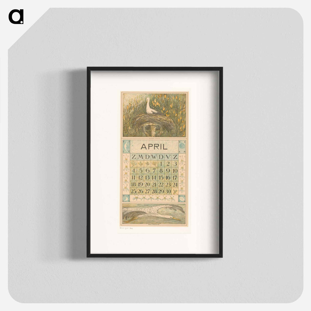 Calendar April meets the children of the nest - Theo van Hoytema Poster.