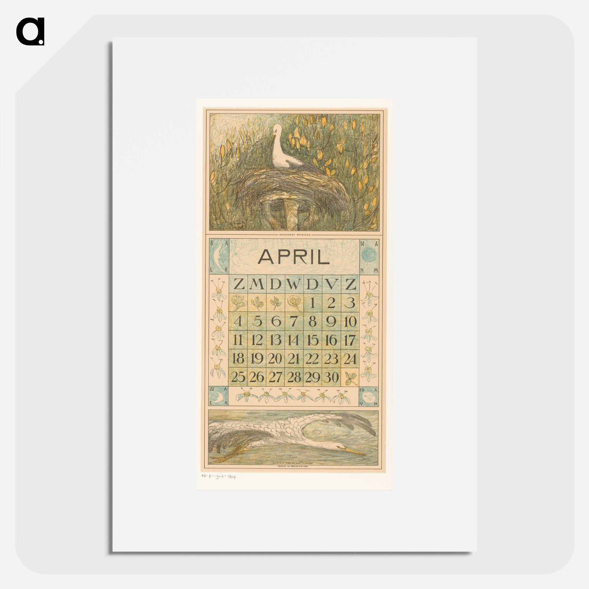 Calendar April meets the children of the nest - Theo van Hoytema Poster.