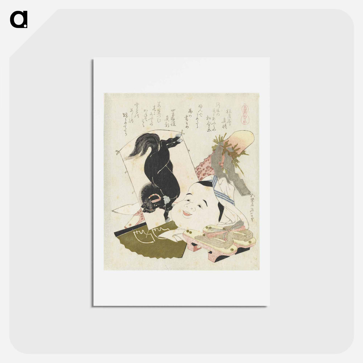 アートポストカード-A comparison of Genroku poems and shells - 葛飾 北斎 Postcard.
