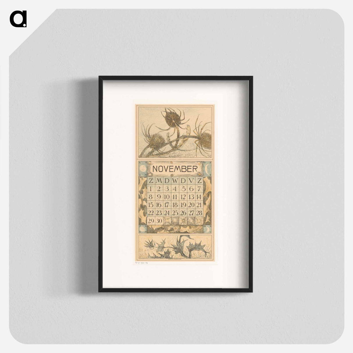 Kalenderblad november met distel - テオ ヴァン ホイテマ Poster.