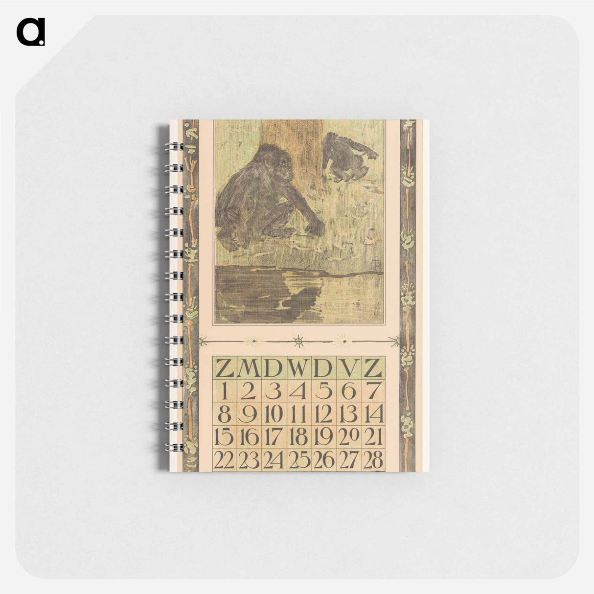 Kalenderblad juli met apen - テオ ヴァン ホイテマ Memo.