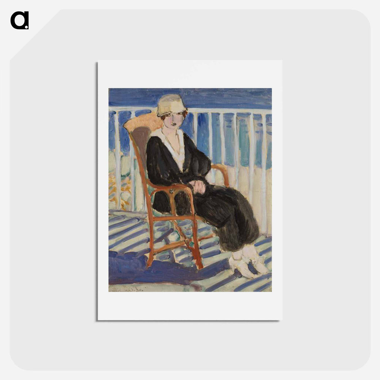 アートポストカード-Young Girl on a Balcony over the Ocean - アンリ マティス Postcard.