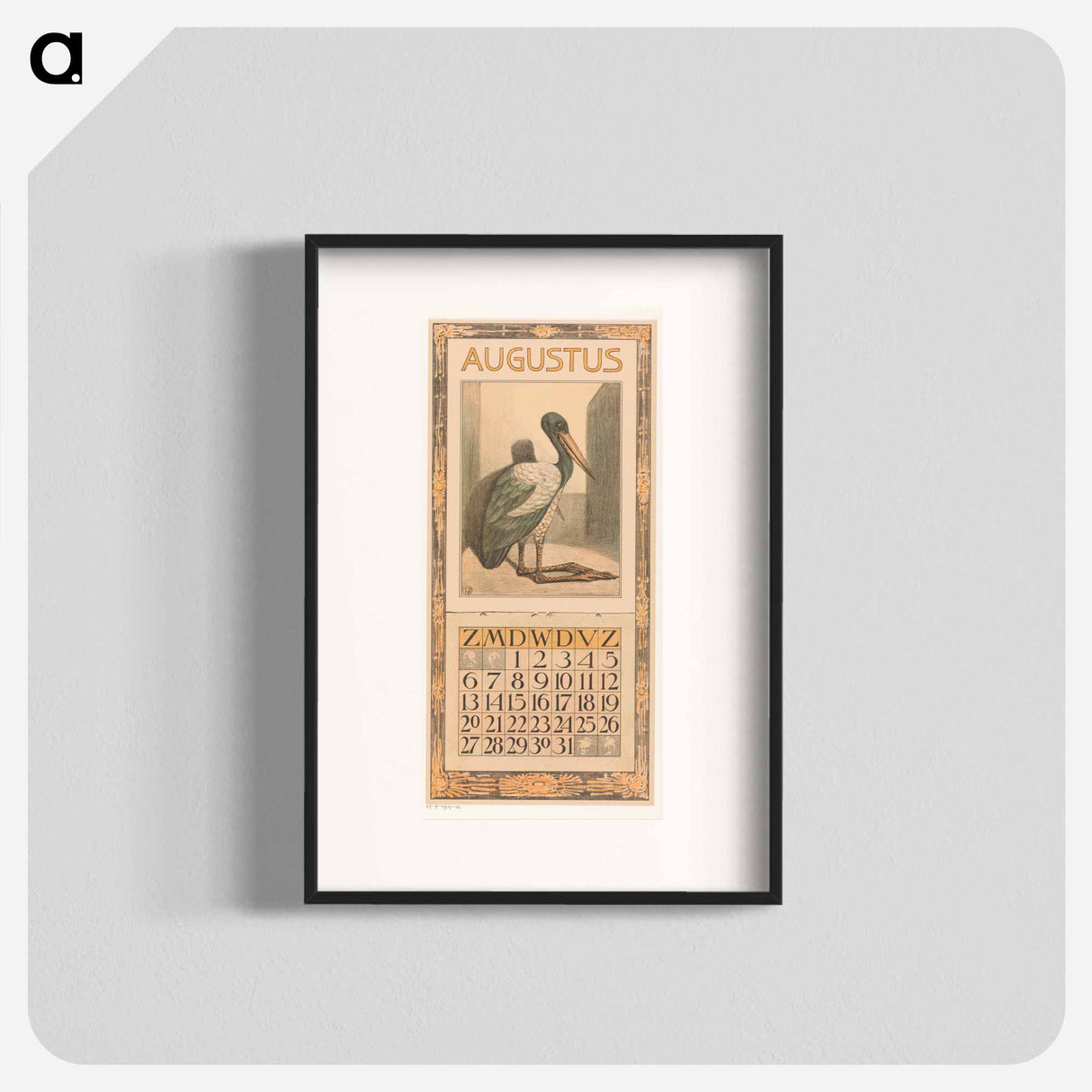 Calendar August met nimmerzat - Theo van Hoytema Poster.