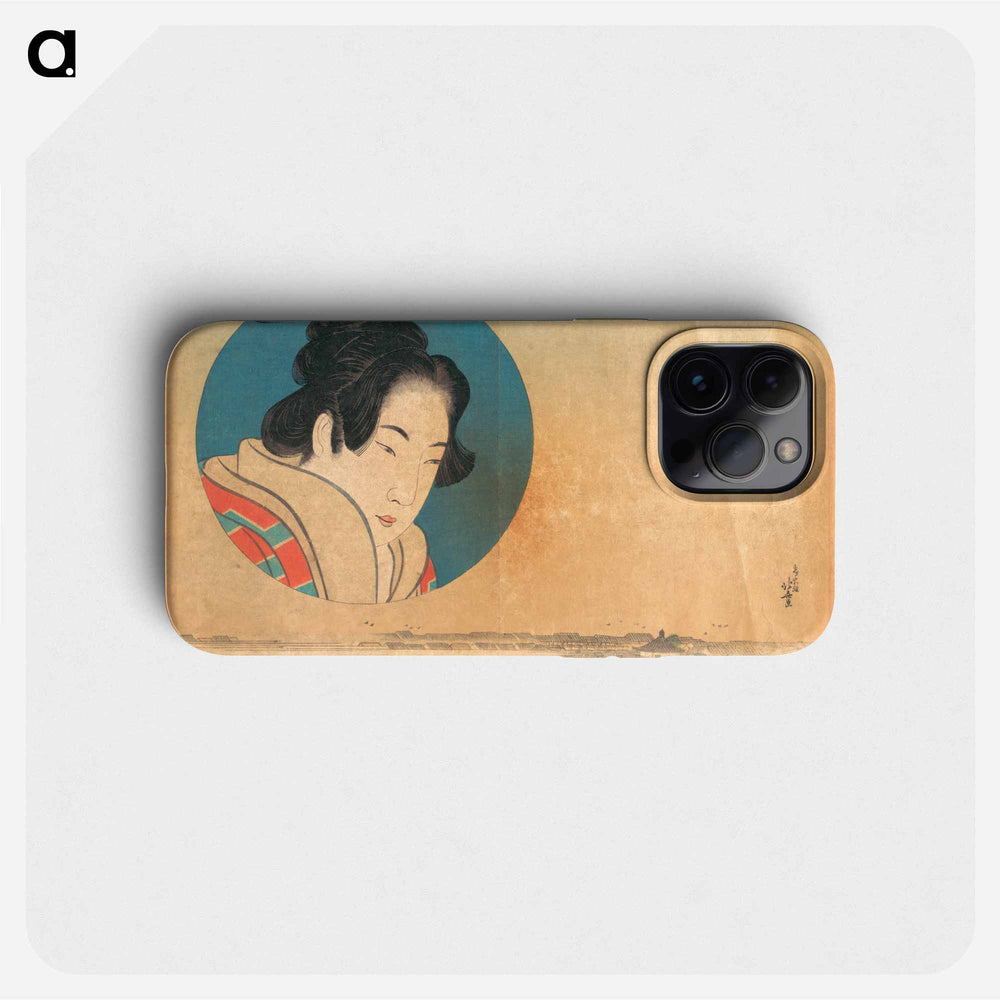 Hokusai's Portrait of a Woman in Large Circle with Landscape Below - 葛飾 北斎 Phone Case.
