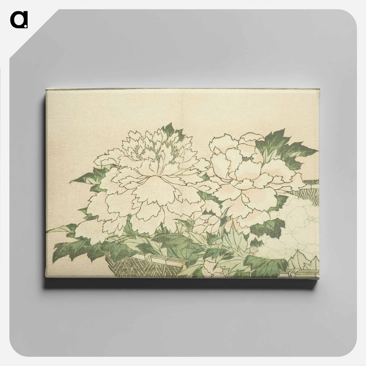 アートパネル-Hokusai's Chrysanthemums in a Basket - 葛飾 北斎 Canvas.