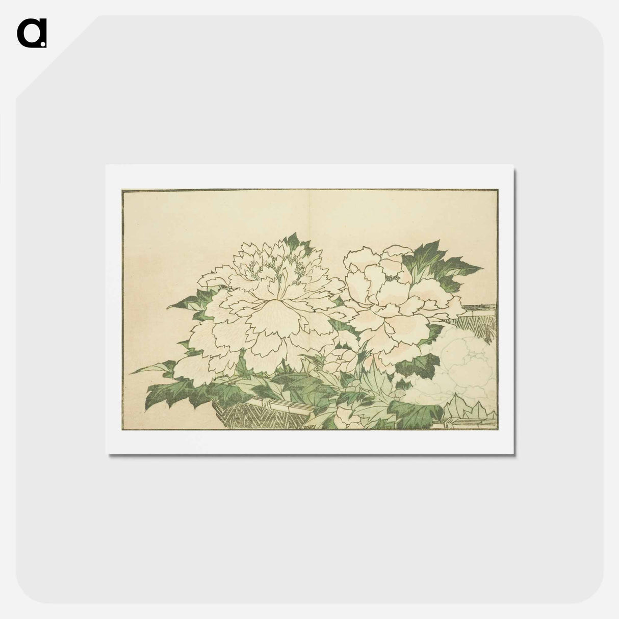 アートポストカード-Hokusai's Chrysanthemums in a Basket - 葛飾 北斎 Postcard.