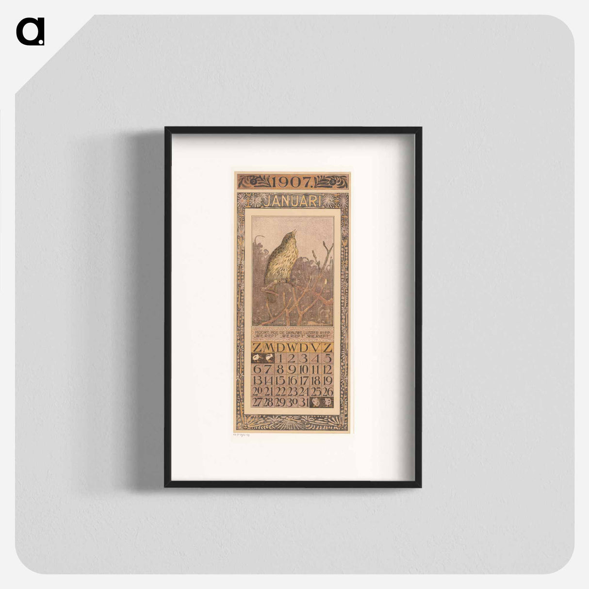 Calendar January with notice - Theo van Hoytema Poster.