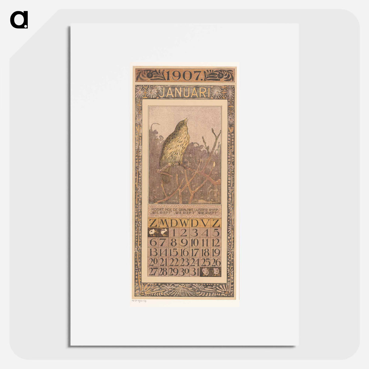 Calendar January with notice - Theo van Hoytema Poster.