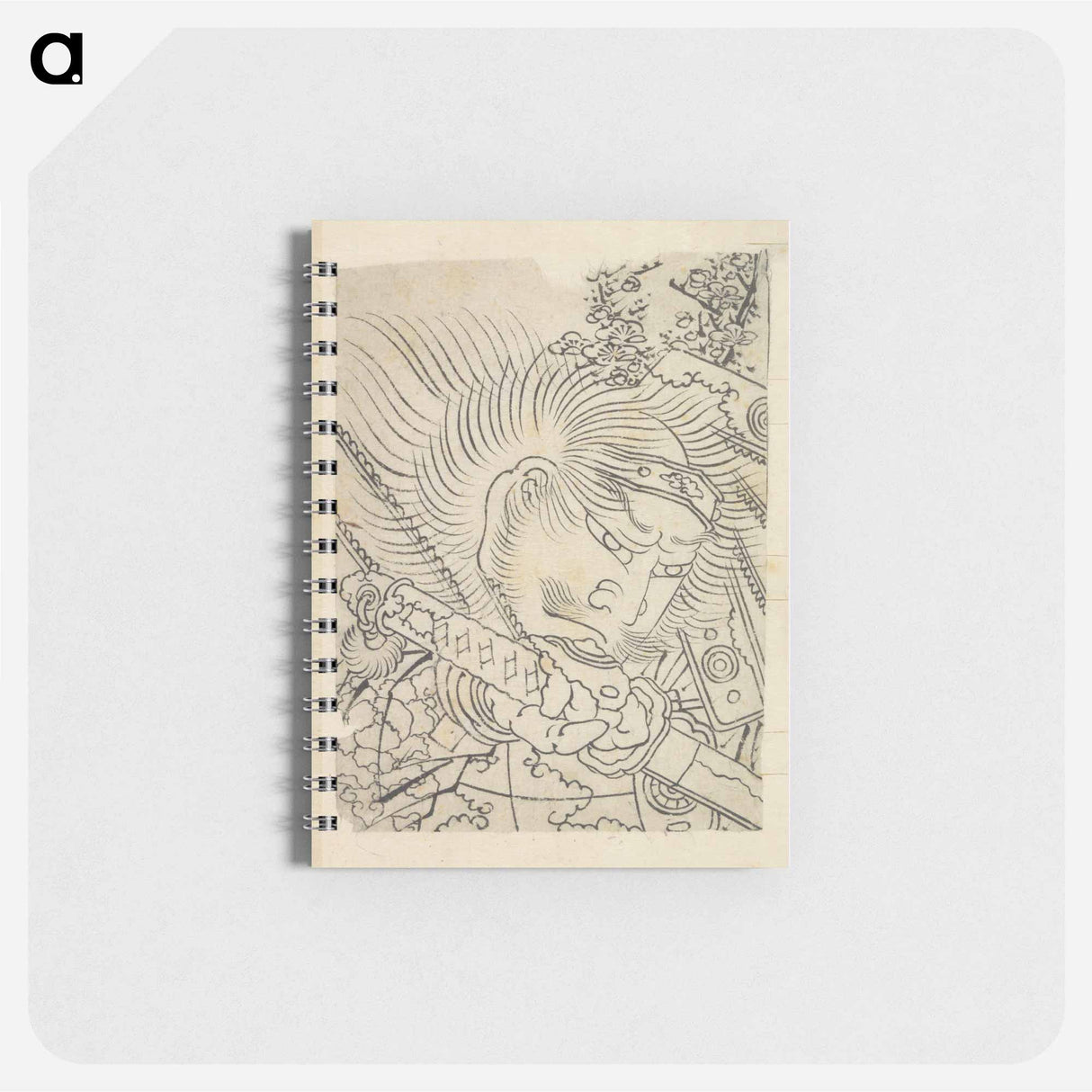 Hokusai's Head of a Samurai under Cherry Blossom - 葛飾 北斎 Memo.