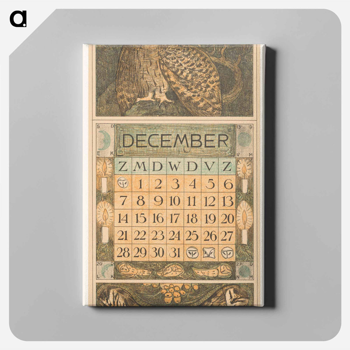 Calendar 2014 December with a flower - Theo van Hoytema Canvas.
