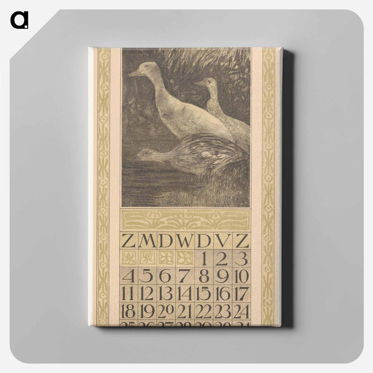 July Calendar with dry leaves in the water - Theo van Hoytema Canvas.