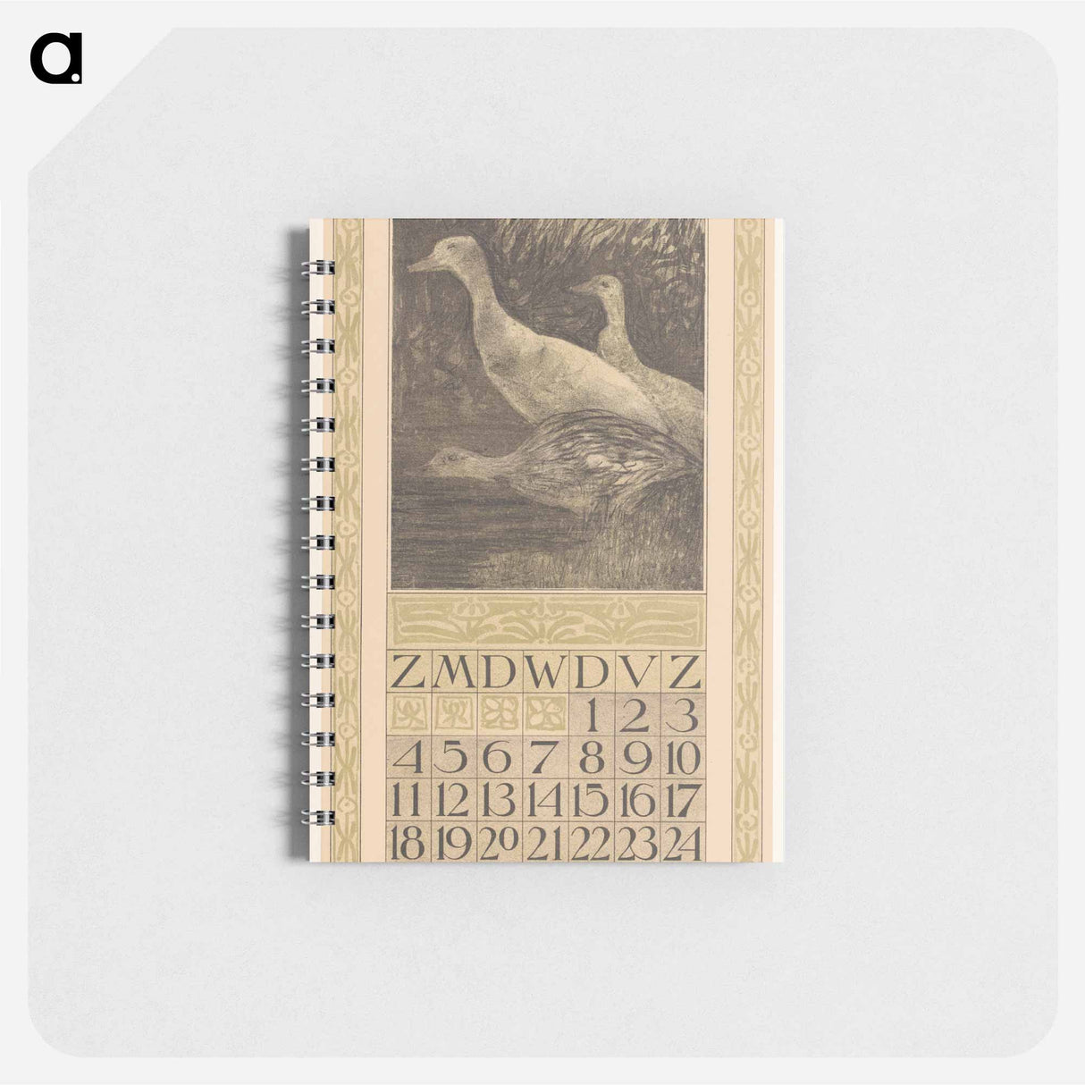 Kalenderblad juli met drie eenden aan de waterkant - テオ ヴァン ホイテマ Memo.