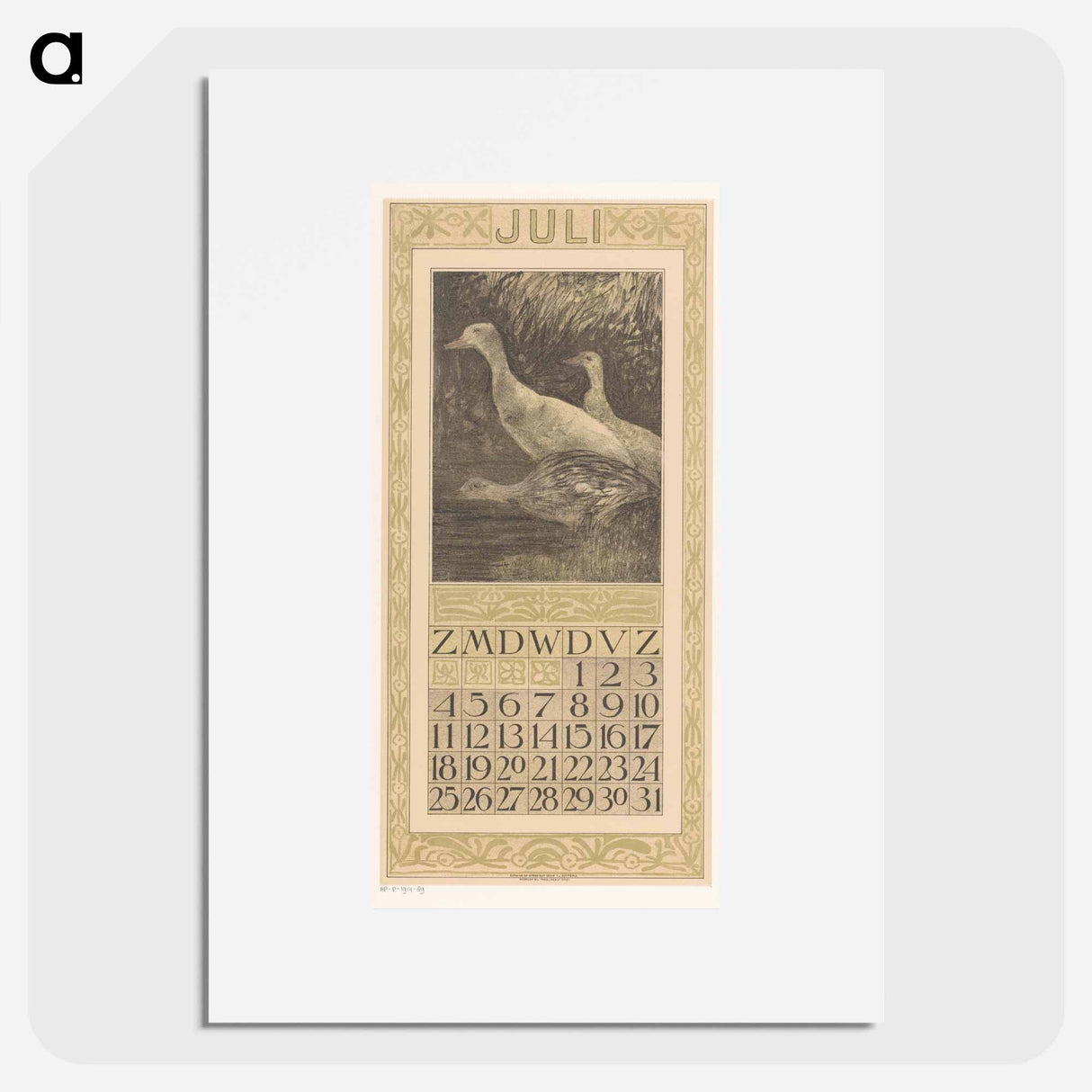 July's calendar falls dry in the water - Theo van Hoytema Poster.