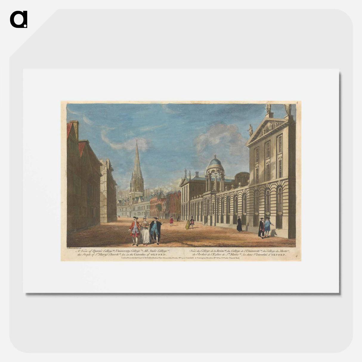 アートポスター-A View of Queen's College (a), University College (b), All Souls College (c), the Steeple of St. Mary's Church (d), & c. in the University of Oxford
- イェール大学アートギャラリー Poster.