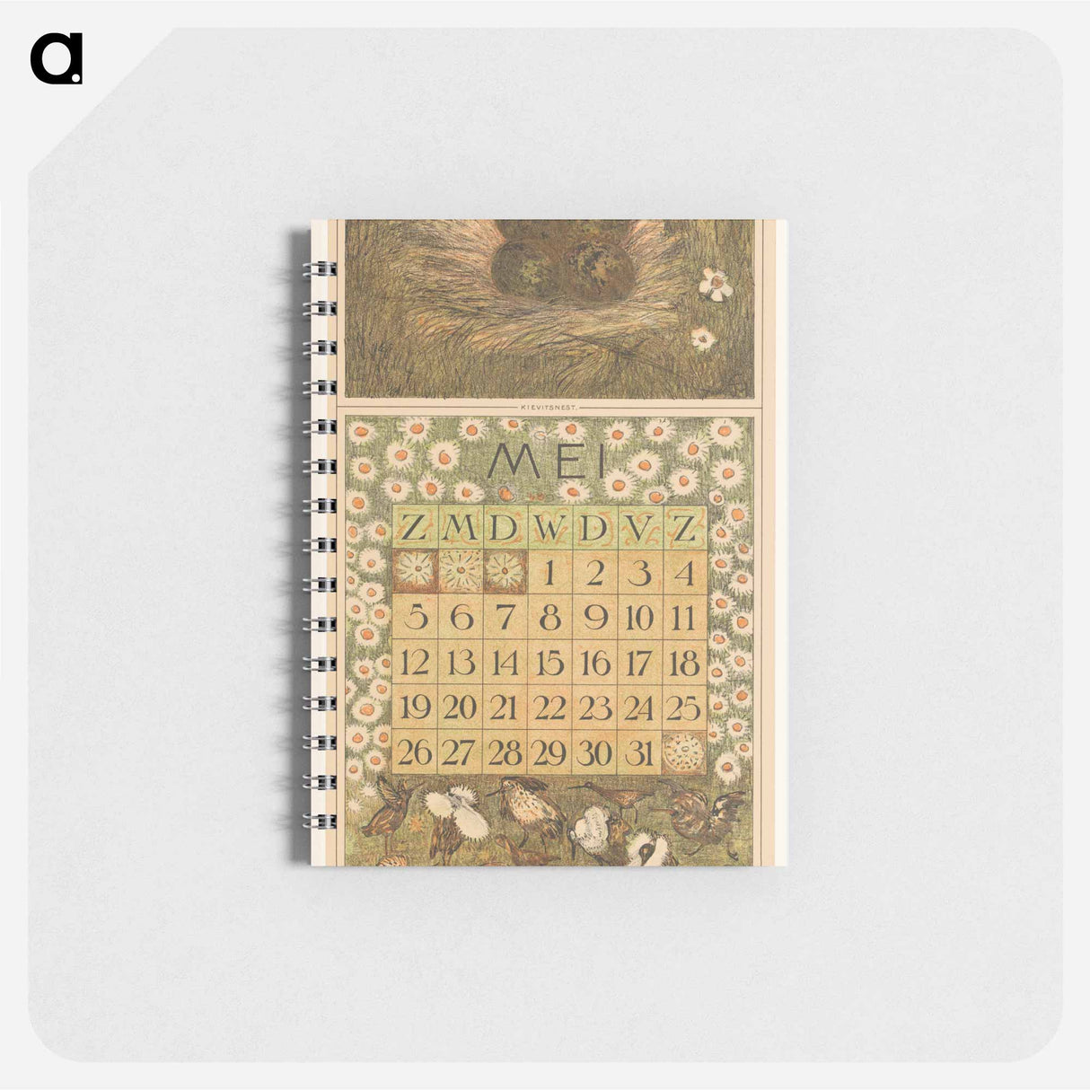 Kalenderblad mei met kievitsnest - テオ ヴァン ホイテマ Memo.