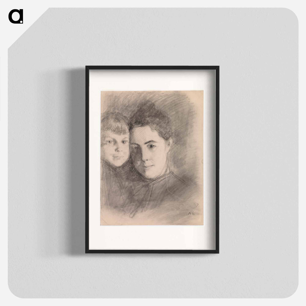 Portrait of the artist's wife and son - アルバート エーデルフェルト Poster.