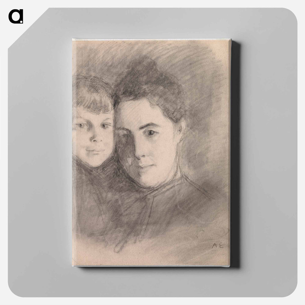 Portrait of the artist's wife and son - アルバート エーデルフェルト Canvas.